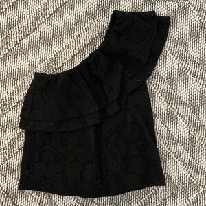 Express Black One-Shoulder ruffle Eyelet style Top xxs